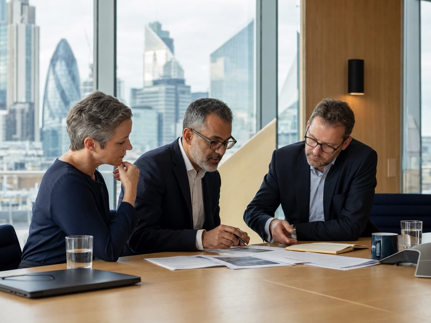 Senior advisers working through a decision in a London office