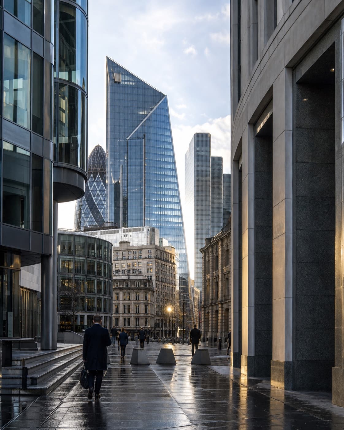 The City of London financial district in early morning light